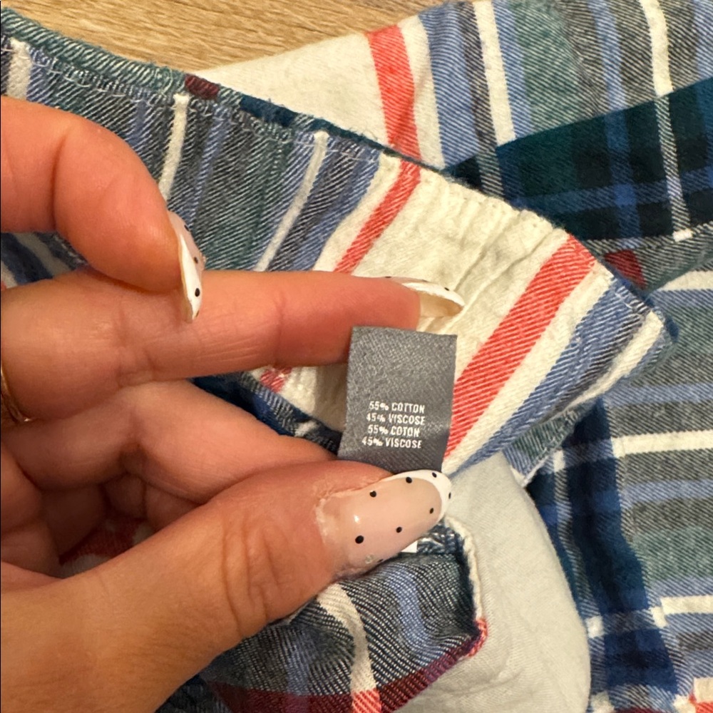 Aerie Plaid Flannel Pajama Jogger Set - Navy and Red - Picture 8 of 8